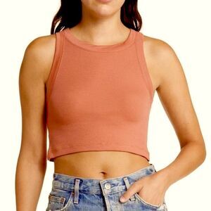 NWT All Saints Cropped Racerback Rina Tank Top Size 10 Medium Tainted Pink